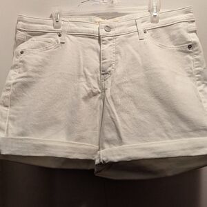 Levis Mid Length Shorts Women's 16W White Denim Shorts New